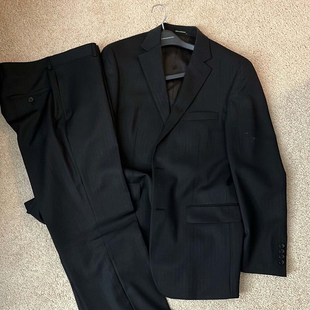 Men’s Warehouse pinstripe suit